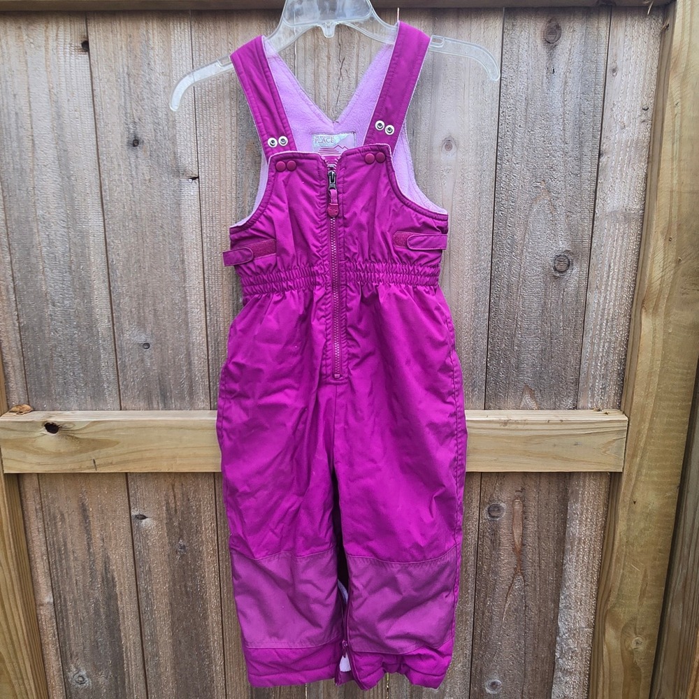 The Childrens Place Girls Magenta Snow Bibs Insulated Overalls 4T PLC Sport